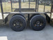 7x18 Tandem Straight Deck Utility Trailer with 6ft Mesh Sides and Ladder Racks