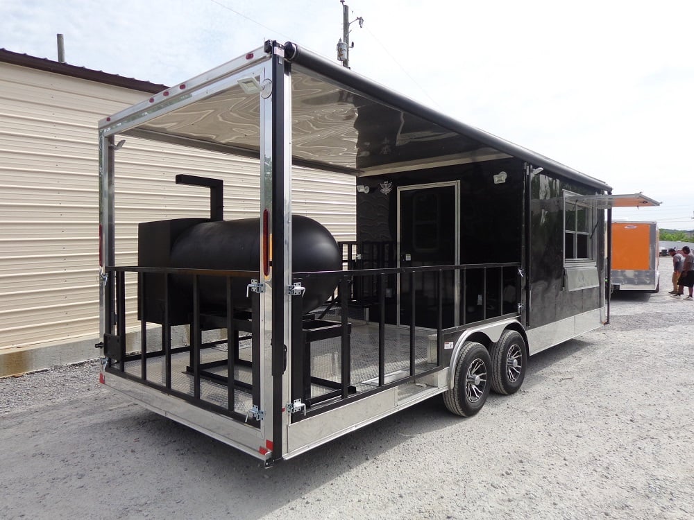 8.5' x 24' Black Porch Style Concession Trailer With Appliances