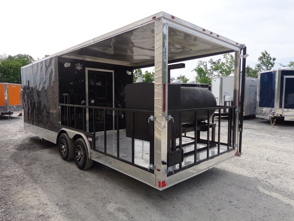 8.5' x 24' Black Porch Style Concession Trailer With Appliances