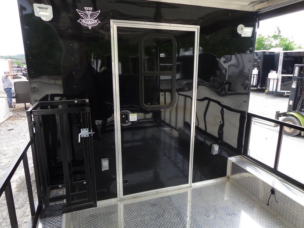 8.5' x 24' Black Porch Style Concession Trailer With Appliances