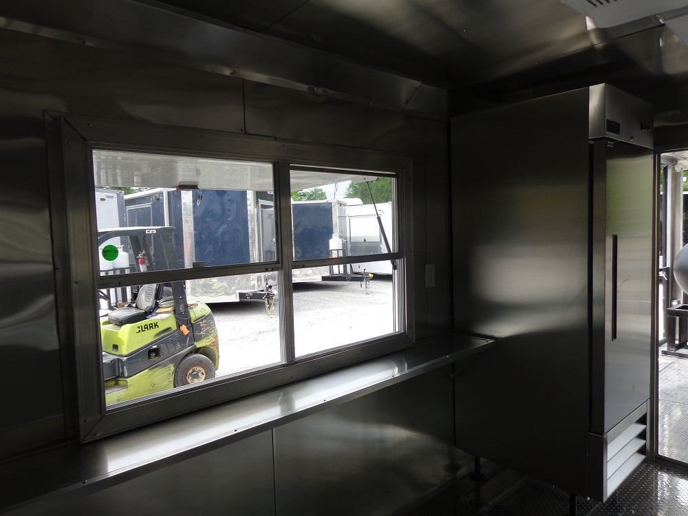 8.5' x 24' Black Porch Style Concession Trailer With Appliances