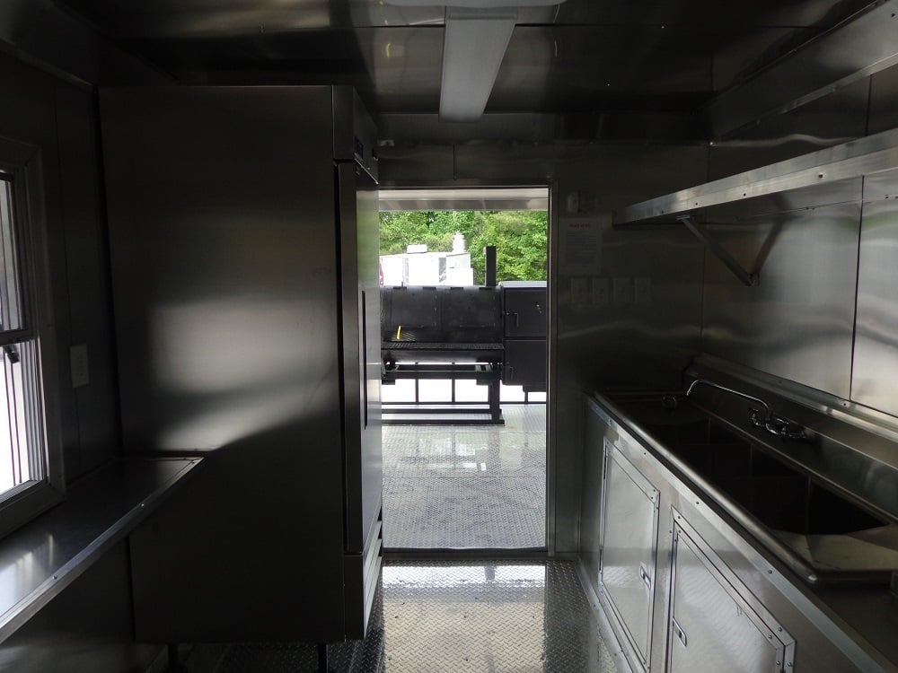 8.5' x 24' Black Porch Style Concession Trailer With Appliances