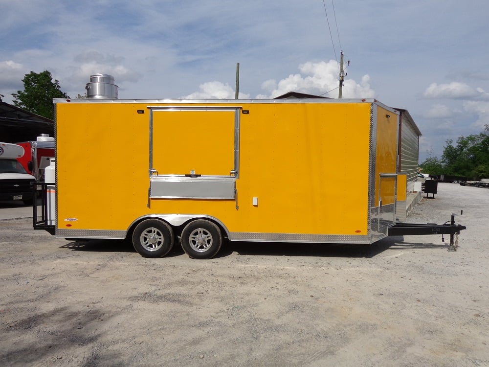 8.5' x 18' Penske Yellow Concession Food Trailer With Appliances