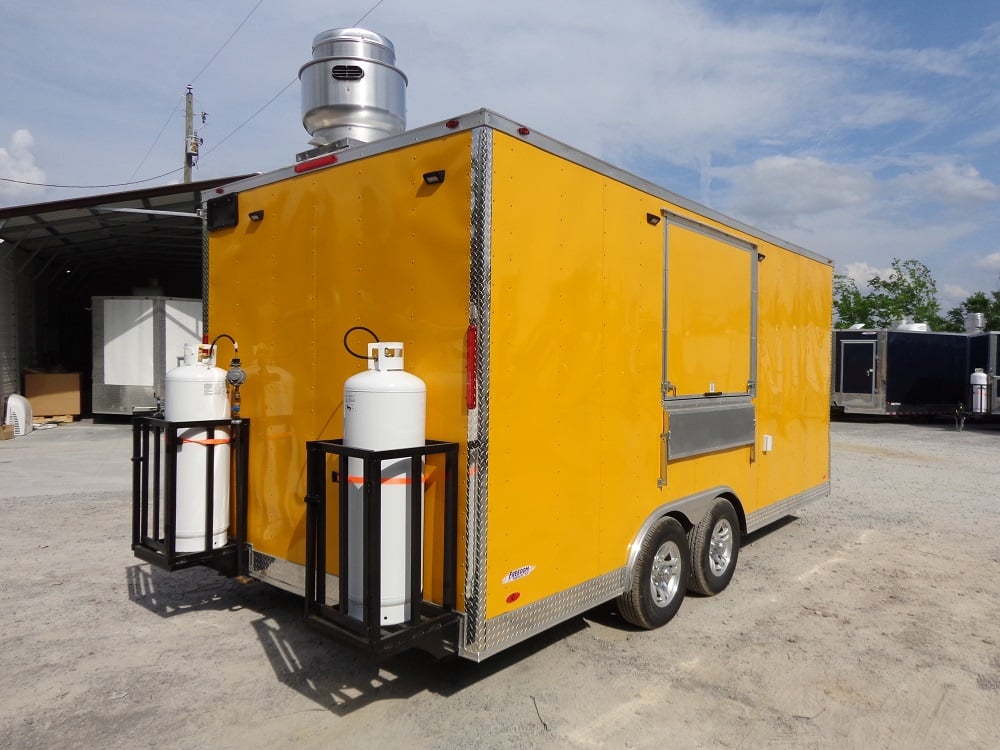 8.5' x 18' Penske Yellow Concession Food Trailer With Appliances