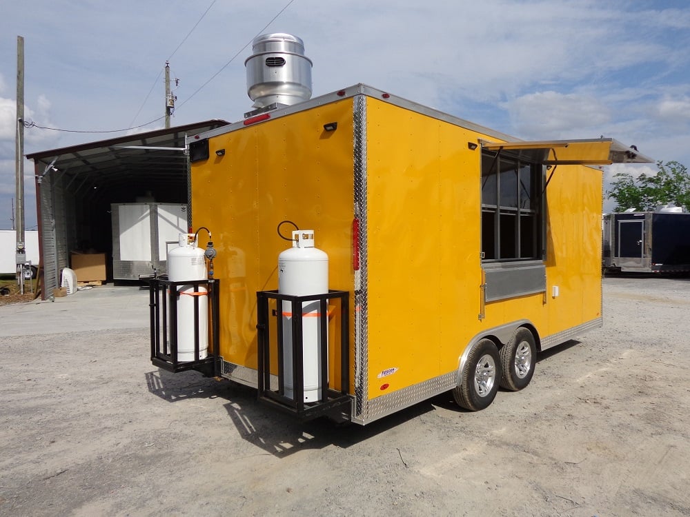 8.5' x 18' Penske Yellow Concession Food Trailer With Appliances