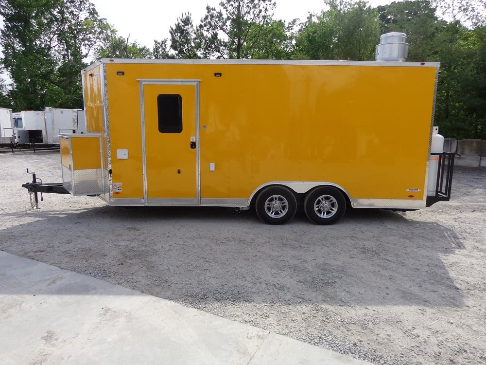 8.5' x 18' Penske Yellow Concession Food Trailer With Appliances