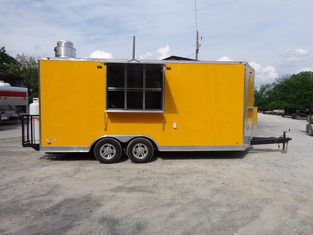 8.5' x 18' Penske Yellow Concession Food Trailer With Appliances