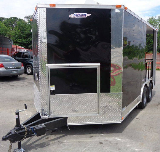 BBQ Concession Trailer 8'x14' Black - Food Smoker Vending - SLE Equipment - 14