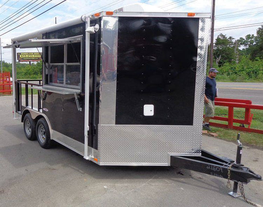 BBQ Concession Trailer 8'x14' Black - Food Smoker Vending - SLE Equipment - 12
