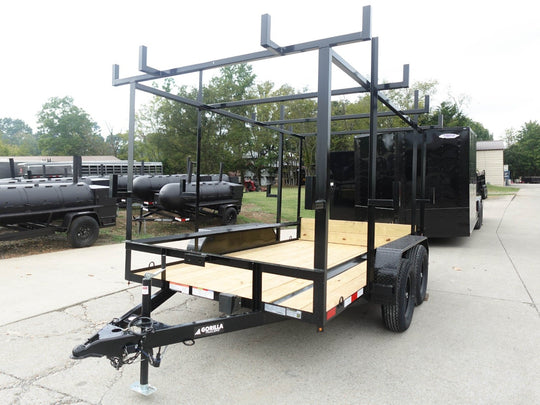 6.4x12 Straight Deck Utility Trailer 6ft Ladder Racks (2) 3500lb Axles