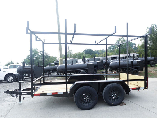 6.4x12 Straight Deck Utility Trailer 6ft Ladder Racks (2) 3500lb Axles