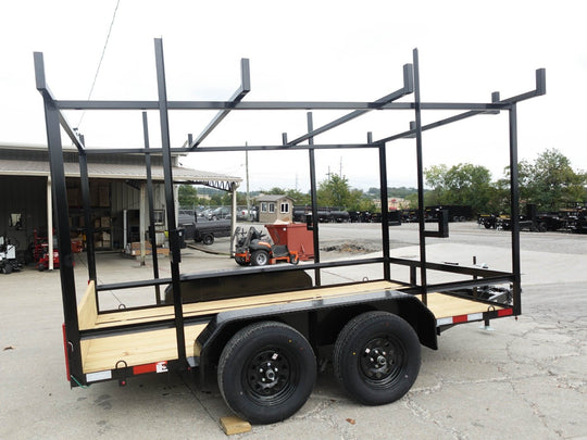 6.4x12 Straight Deck Utility Trailer 6ft Ladder Racks (2) 3500lb Axles