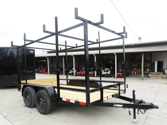 6.4x12 Straight Deck Utility Trailer 6ft Ladder Racks (2) 3500lb Axles