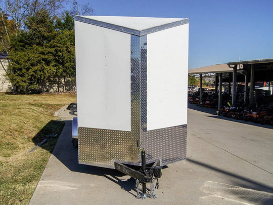 6x14 White Slant Top V - Nose Enclosed Trailer 3,500lb Axle - SLE Equipment - 1