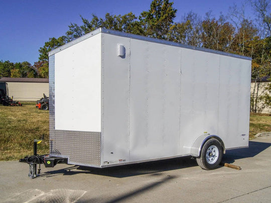 6x14 White Slant Top V - Nose Enclosed Trailer 3,500lb Axle - SLE Equipment - 2