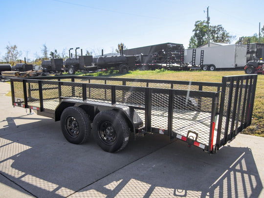 6.4x16 Tandem Dovetail Utility Trailer with 2ft Mesh Sides