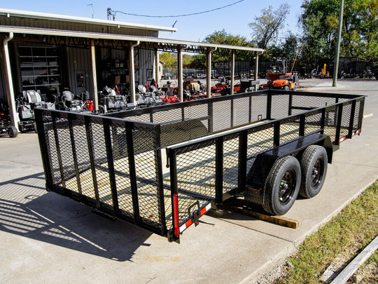 6.4x16 Tandem Dovetail Utility Trailer with 2ft Mesh Sides