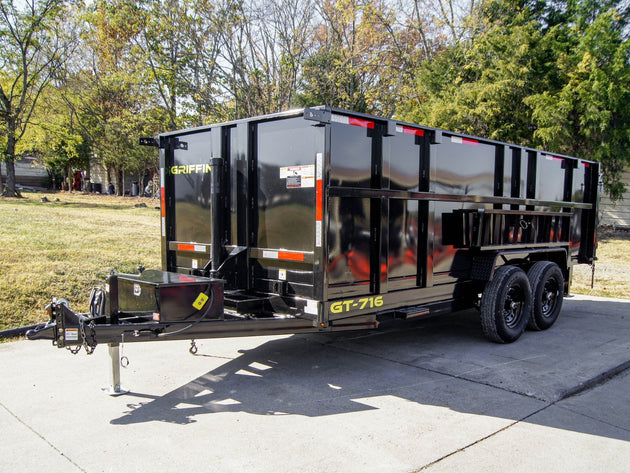 7x16 Telescopic Dump Trailer with 4ft Sides (2) 7K Axles