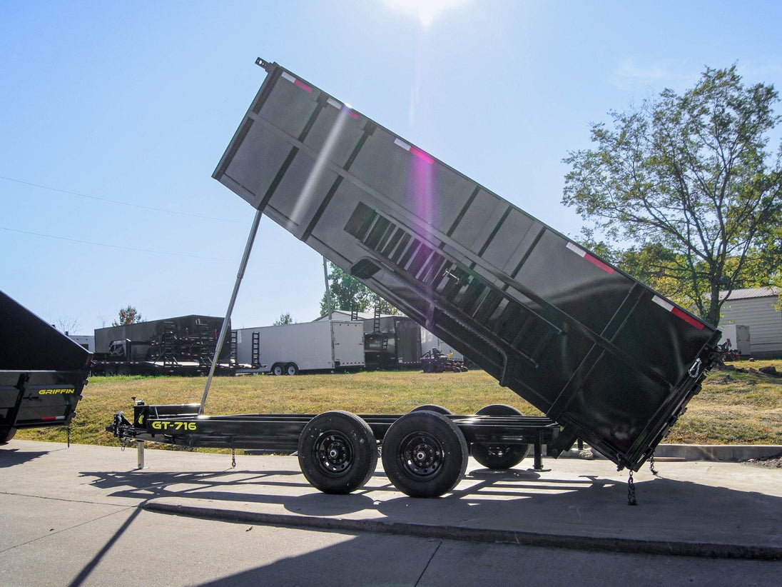 7x16 Telescopic Dump Trailer with 4ft Sides (2) 7K Axles