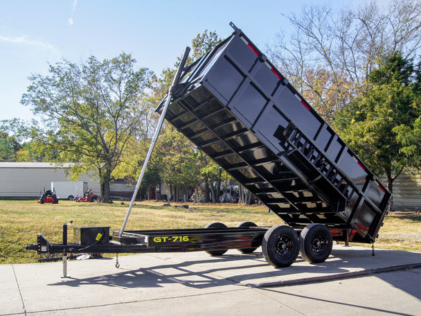 7x16 Telescopic Dump Trailer with 4ft Sides (2) 7K Axles