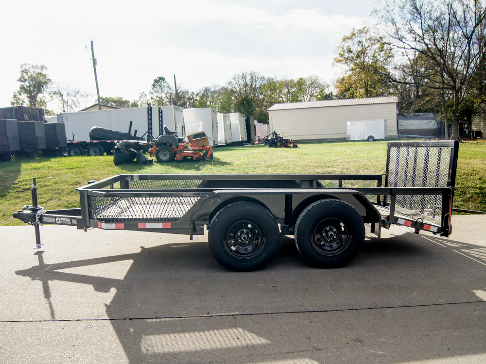 6.4x12 Dovetail Utility Trailer with Side Baskets (2) 3500lb Axles