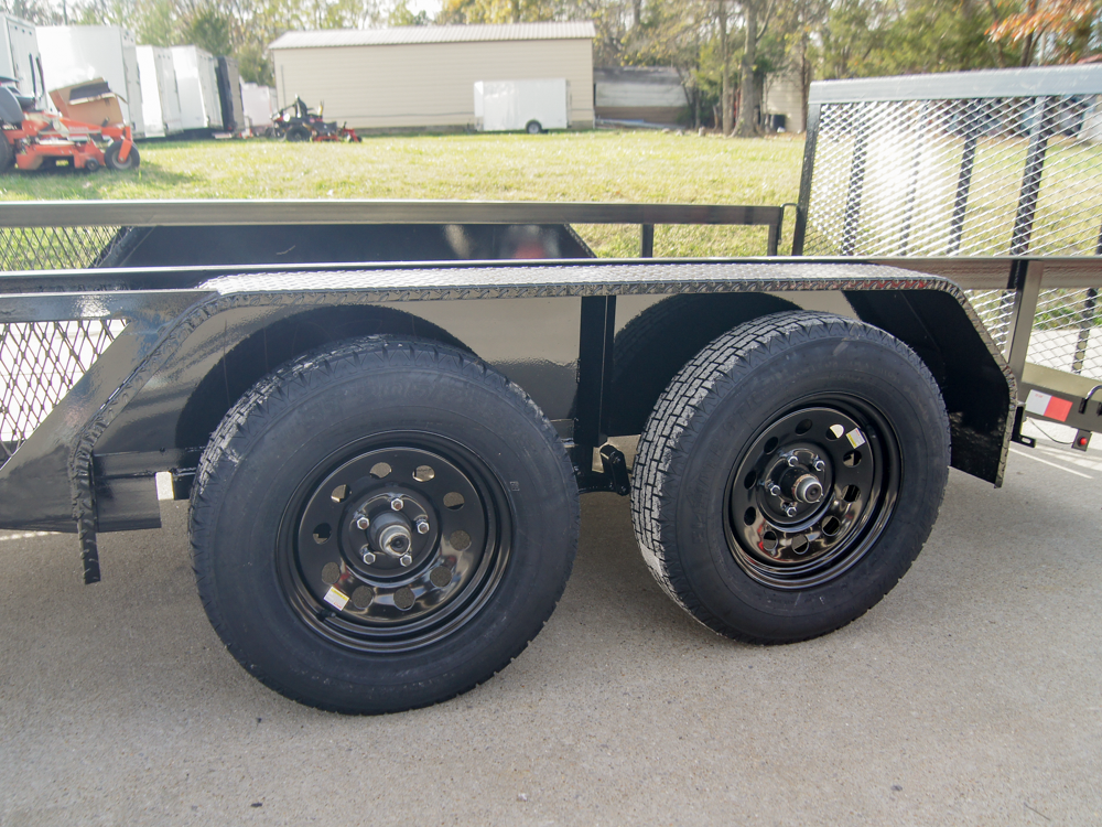 6.4x12 Dovetail Utility Trailer with Side Baskets (2) 3500lb Axles