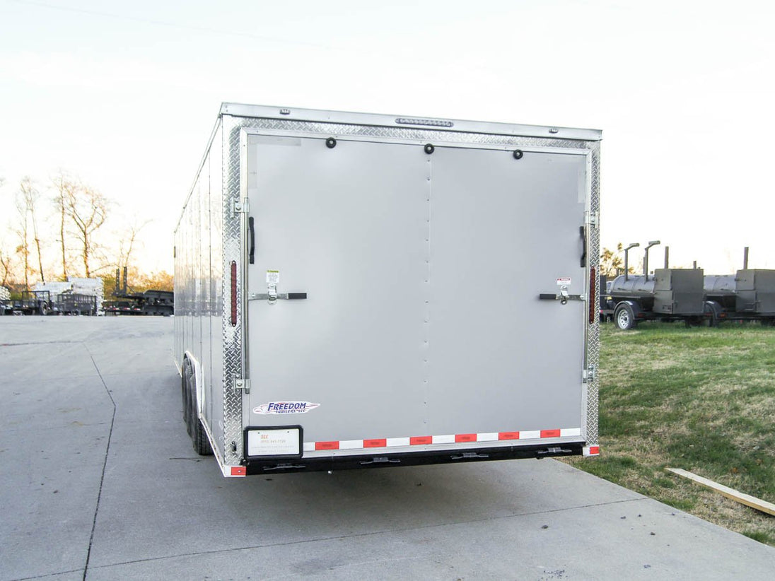 8.5 x 32 Silver Flat Nose Enclosed Trailer with (3) 7K Axles