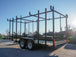 6.4x16 Straight Deck Tandem Utility Trailer 6ft Ladder Racks Side Angled View