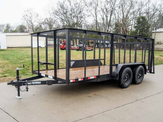 6.4x14 Dovetail Utility Trailer with 4ft Rails (2) 3500lb Axles