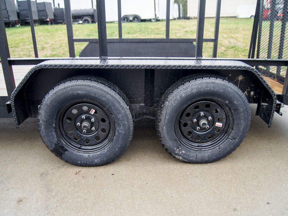 6.4x14 Dovetail Utility Trailer with 4ft Rails (2) 3500lb Axles