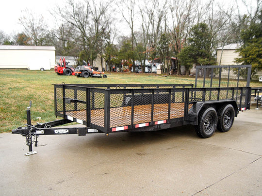 6.4 x 16 Straight Deck Utility Trailer with 2ft Mesh Sides Tall Gate