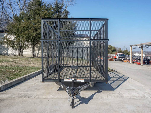 6.4x14 - 6ft Mesh Side Tandem Dovetail Utility Trailer Front