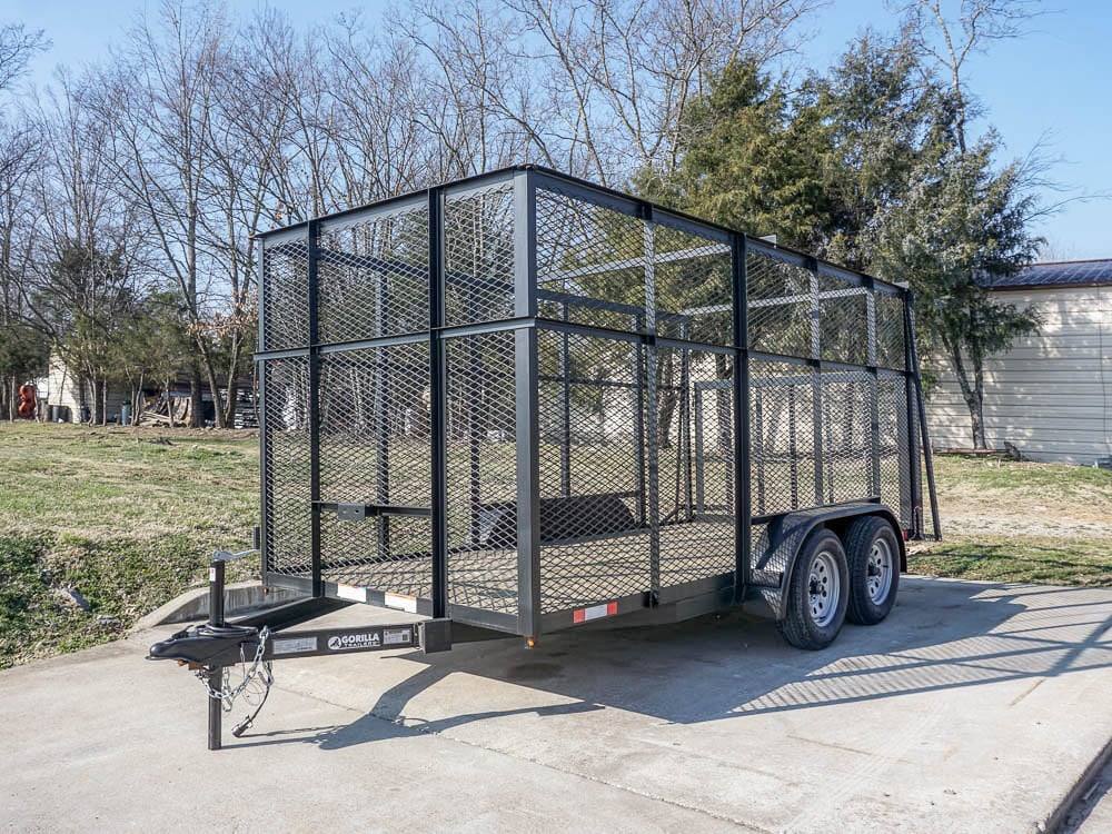 6.4x14 - 6ft Mesh Side Tandem Dovetail Utility Trailer Front