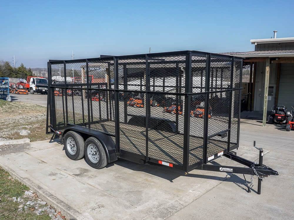 6.4x14 - 6ft Mesh Side Tandem Dovetail Utility Trailer Front