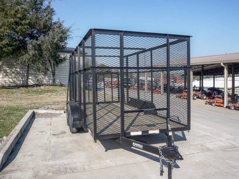 6.4x14 - 6ft Mesh Side Tandem Dovetail Utility Trailer Front