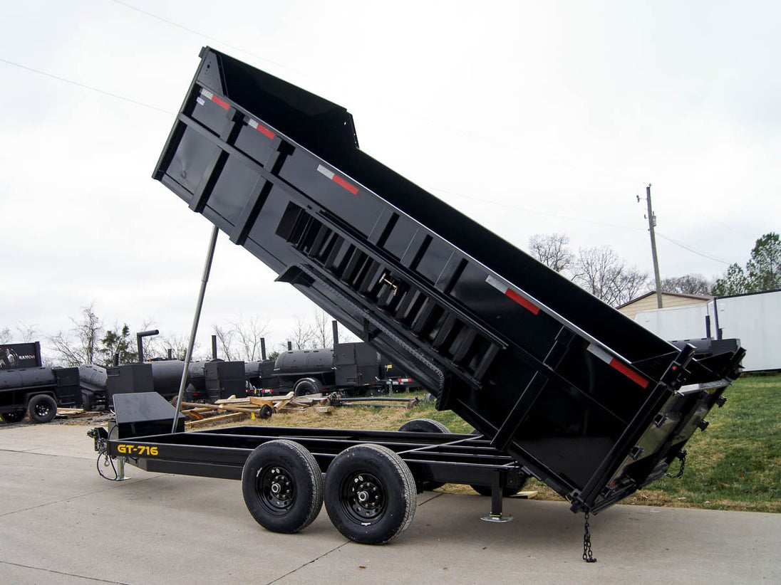 7x16 Telescopic Dump Trailer with 3ft Sides (2) 7K Axles