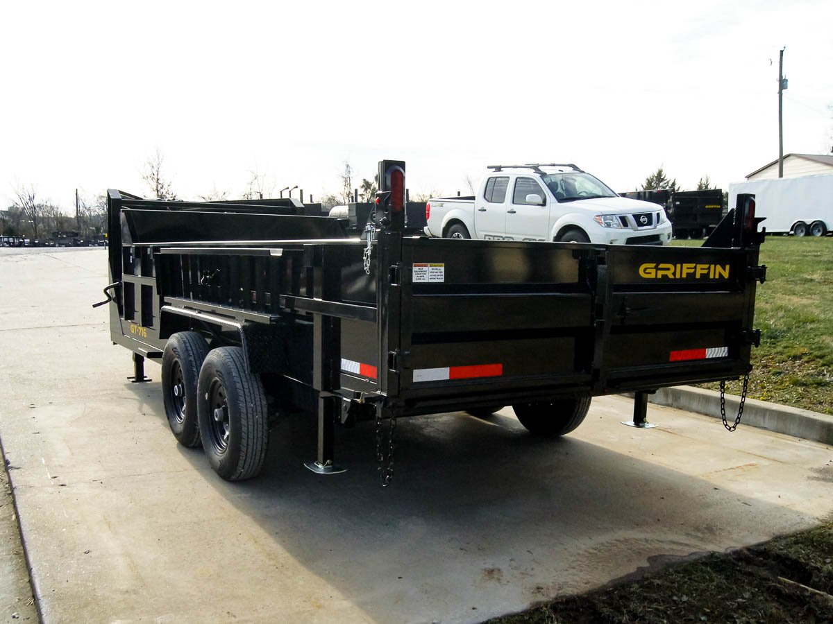 7x16 Gooseneck Telescopic Dump Trailer with 2ft Sides (2) 7K Axles