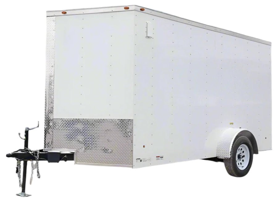 7x12 V - Nose Enclosed Trailer 3,500lb Axle with Ramp and Brakes - SLE Equipment - 1