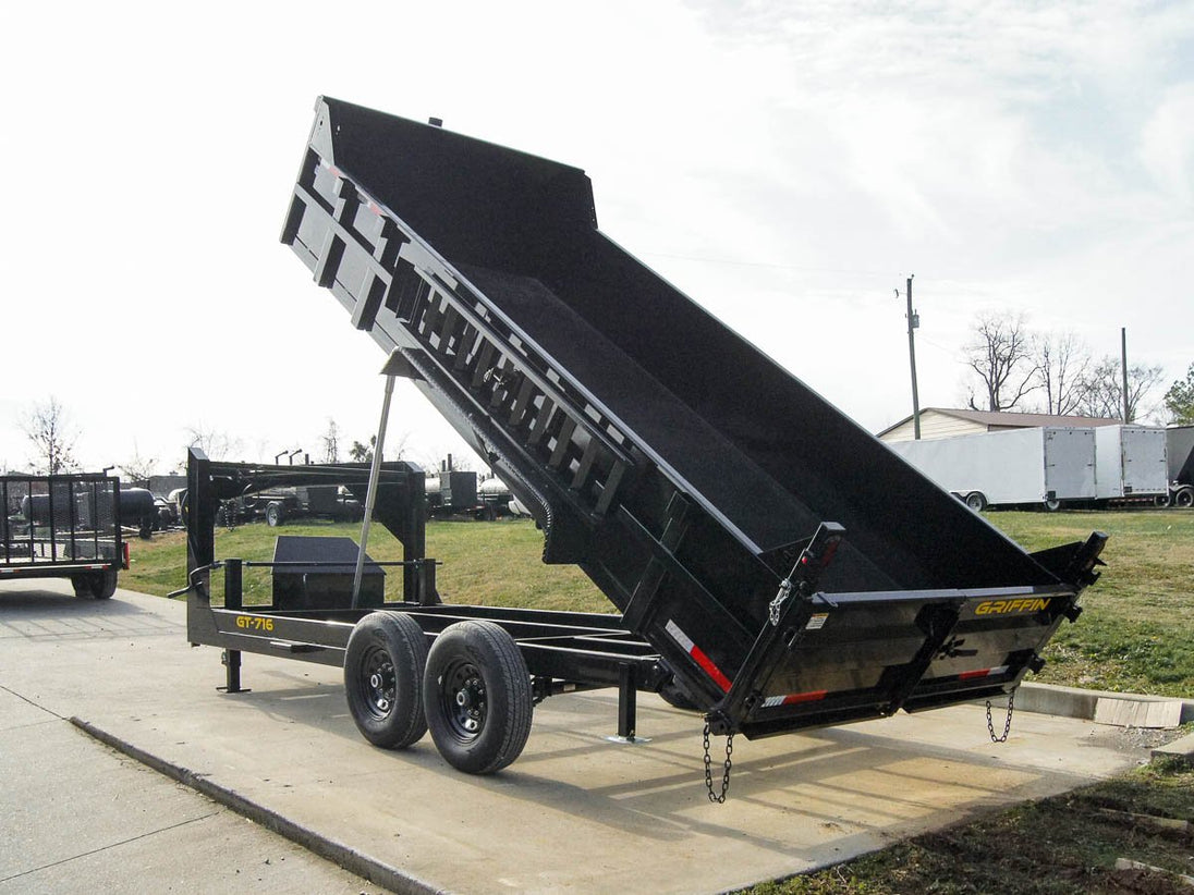 7x16 Gooseneck Telescopic Dump Trailer with 2ft Sides (2) 7K Axles