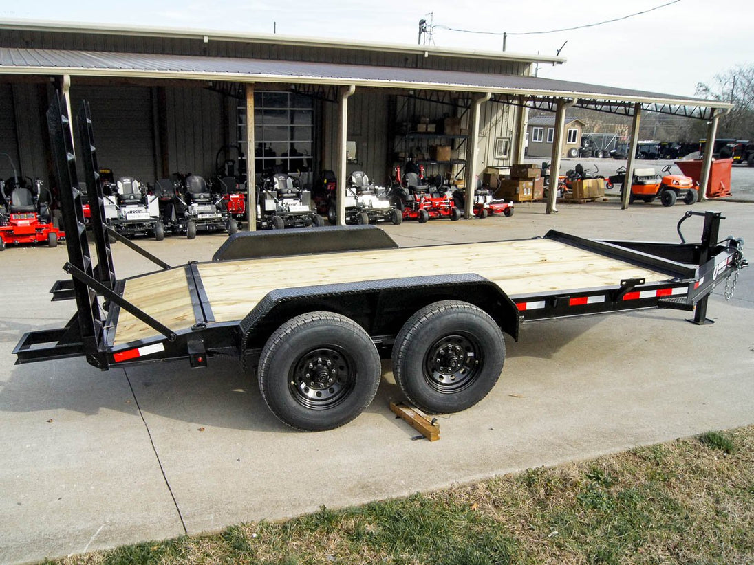 7x14 IBeam Equipment Trailer (2) 7K Axles with Stand-Up Ramps