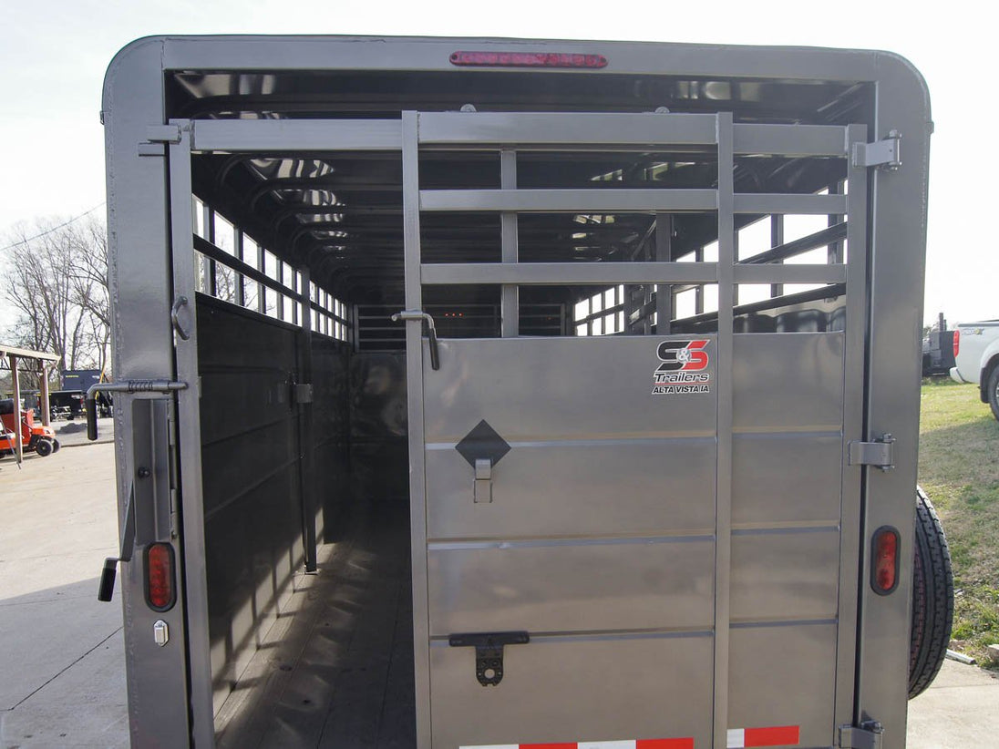 24ft Charcoal Gooseneck Livestock Trailer with Padded Floors (2) 7K Axles