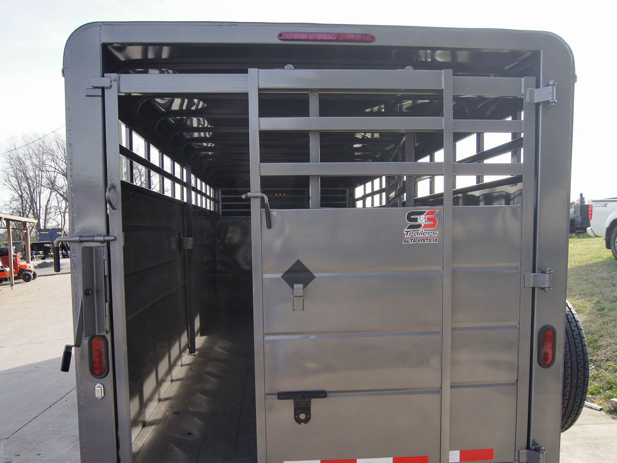 24ft Charcoal Gooseneck Livestock Trailer with Padded Floors (2) 7K Axles