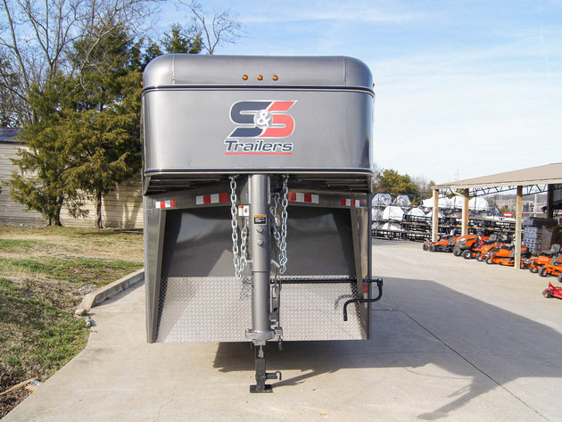 24ft Charcoal Gooseneck Livestock Trailer with Padded Floors (2) 7K Axles