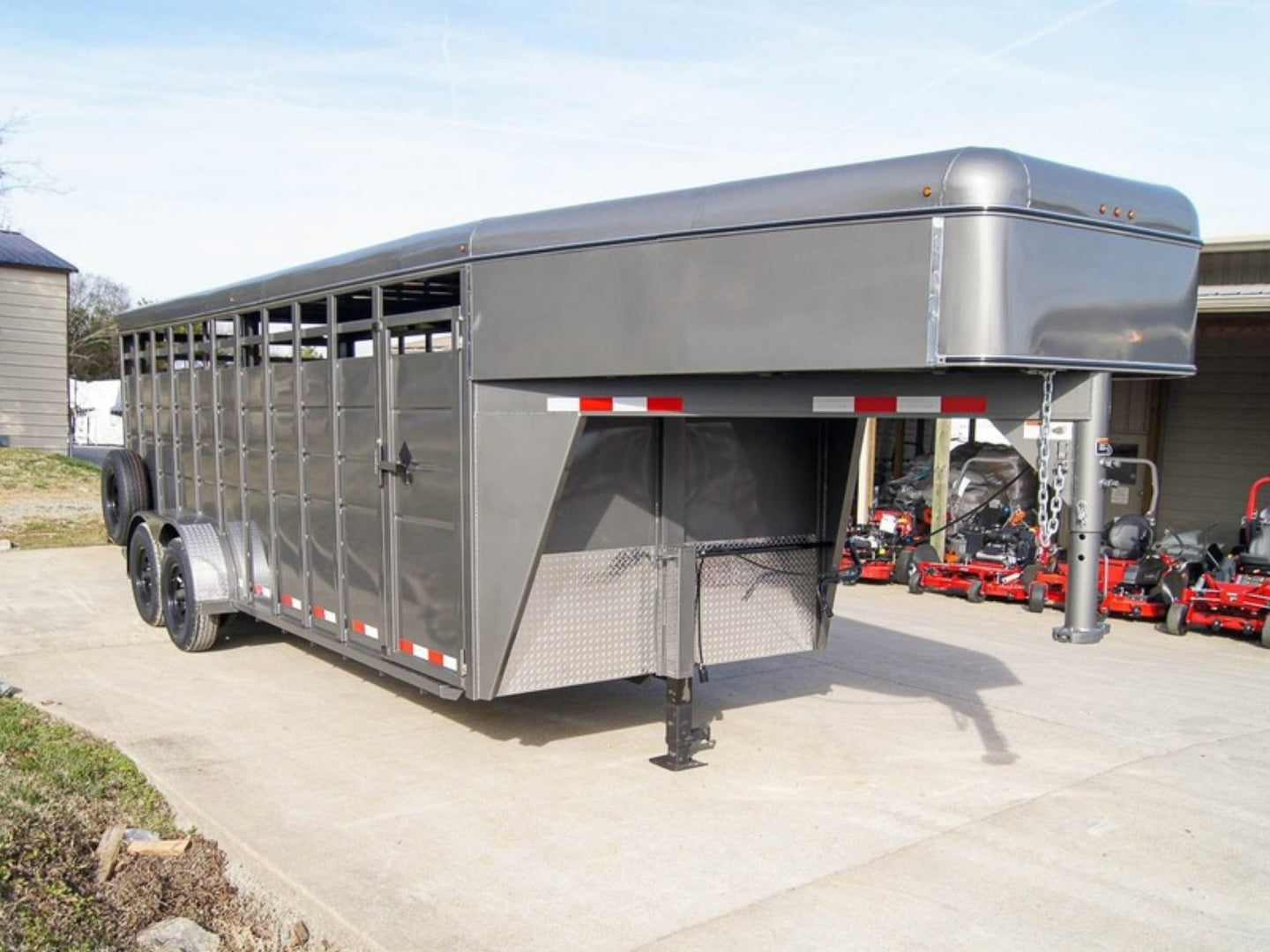 20ft Charcoal Gooseneck Livestock Cattle Trailer (2) 7K Axles