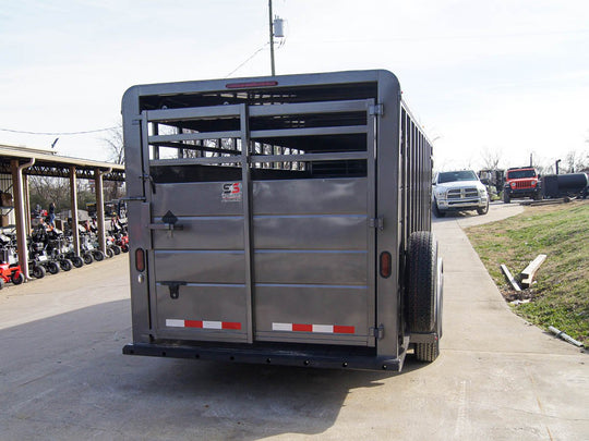 20ft Charcoal Gooseneck Livestock Cattle Trailer (2) 7K Axles