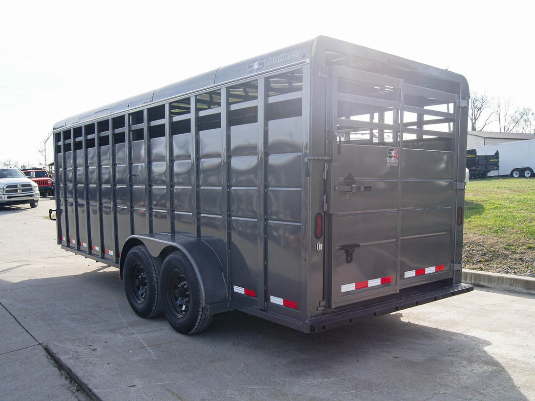 20ft Charcoal Gooseneck Livestock Cattle Trailer (2) 7K Axles