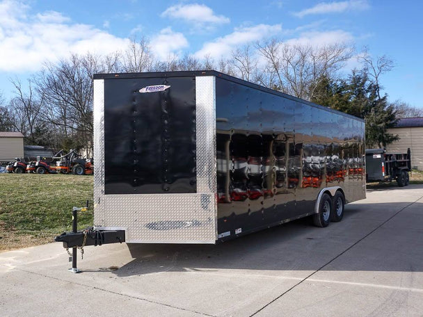 Enclosed Trailer 8.5'x24' Black Front Side Angled