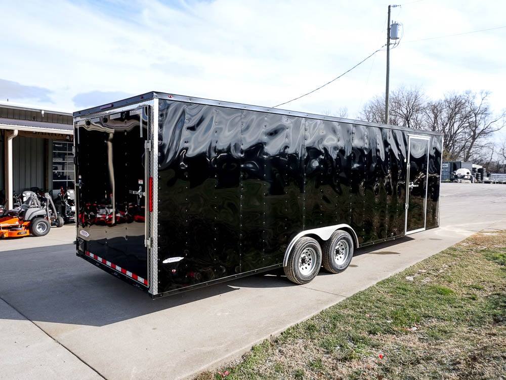 Enclosed Trailer 8.5'x24' Black Front Side Angled