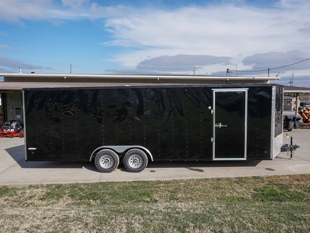 Enclosed Trailer 8.5'x24' Black Front Side Angled