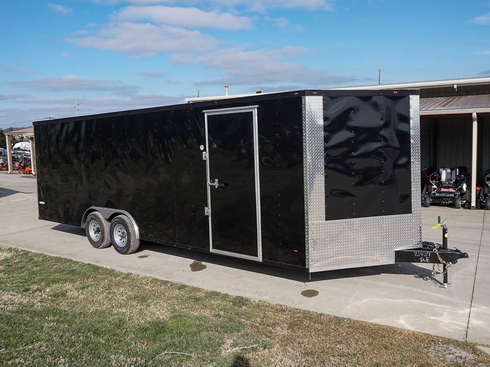 Enclosed Trailer 8.5'x24' Black Front Side Angled